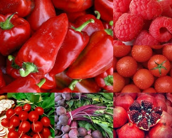  красные овощи и фрукты